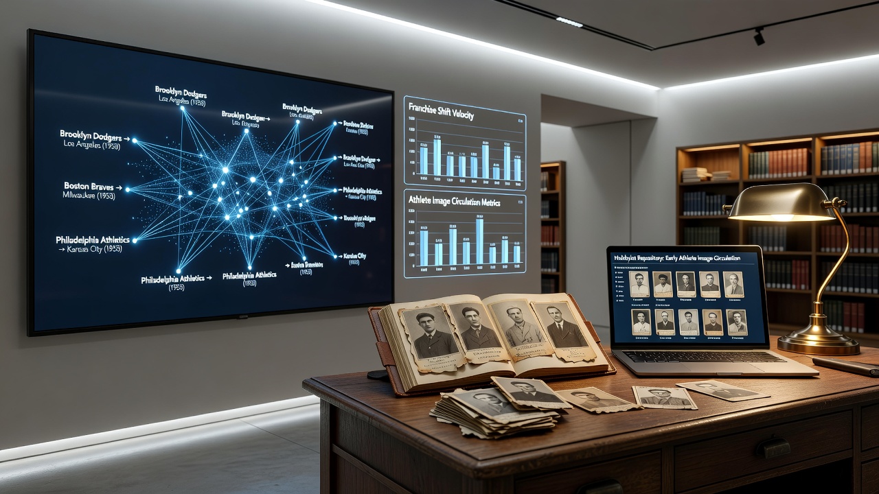 Early-era athlete photographs displayed in a specialized hobbyist repository database interface