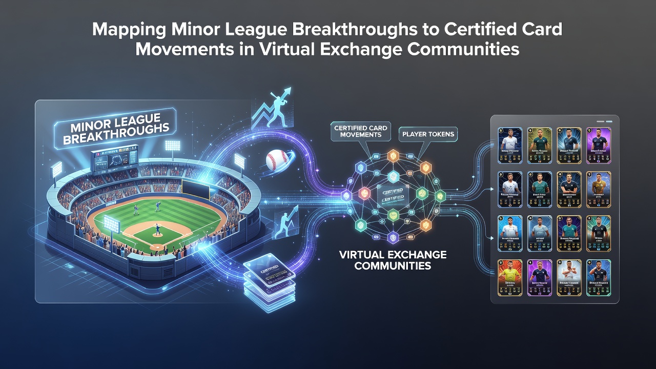 Minor league players advancing through farm systems while certified rookie cards appear in digital marketplace listings